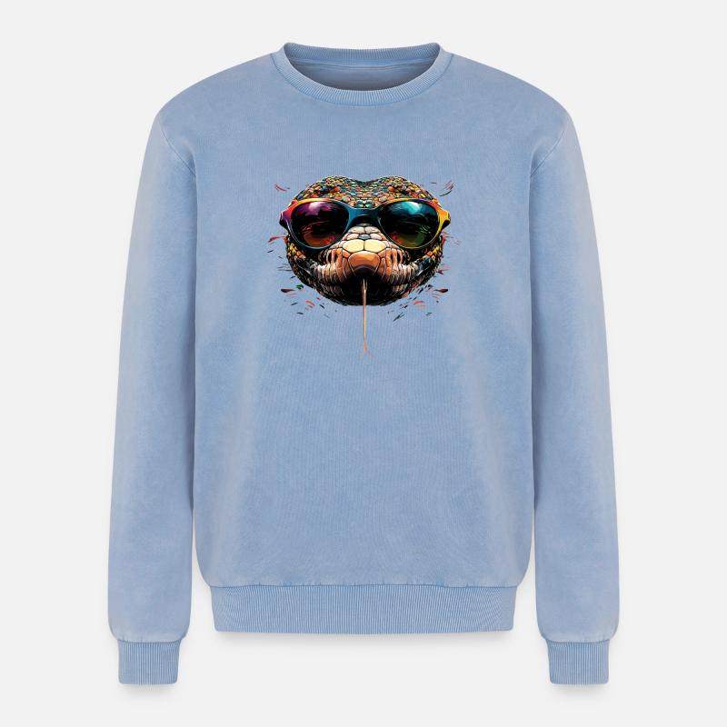 Schlange Python Kobra Klapperschlange Schlangen - Relaxed Unisex Premium Acid-Washed Sweatshirt - Blau Acid Wash