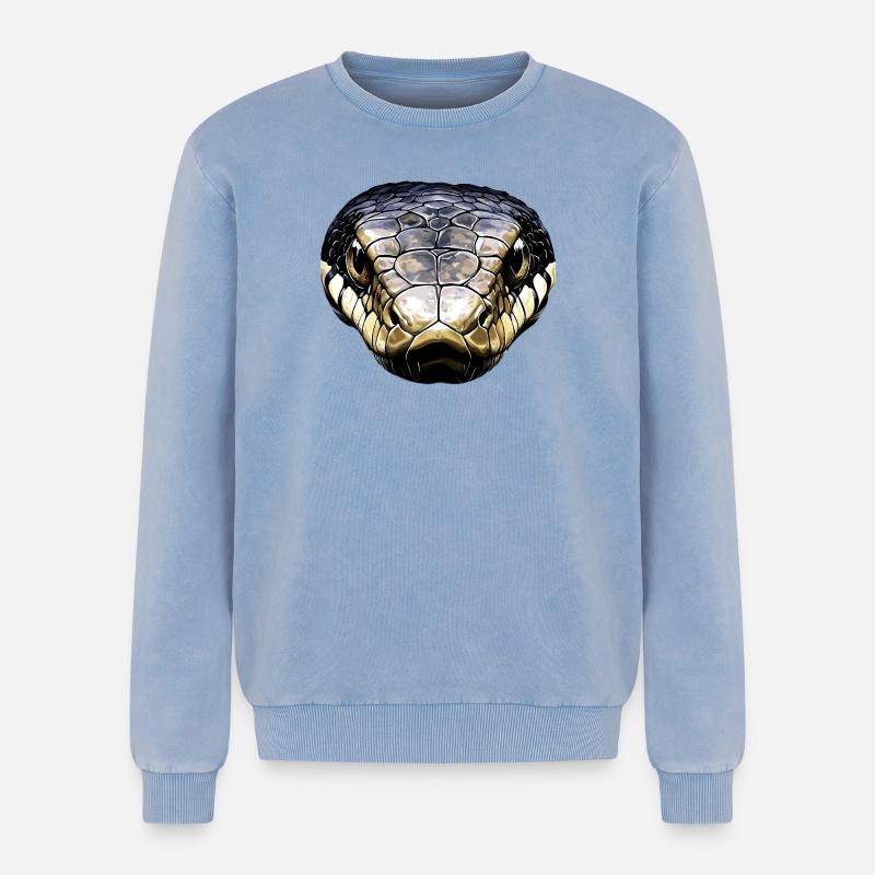 snake, python, cobra, rattlesnake, snakes - Relaxed Unisex Premium Acid Washed Sweatshirt - acid washed blue