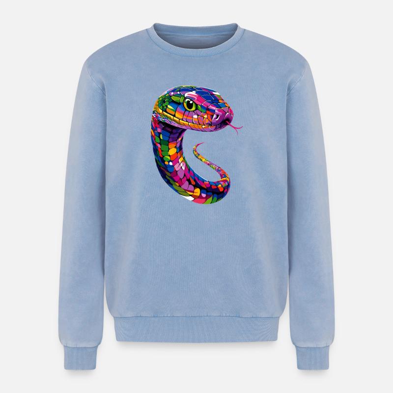 snake, python, cobra, rattlesnake, snakes - Relaxed Unisex Premium Acid Washed Sweatshirt - acid washed blue