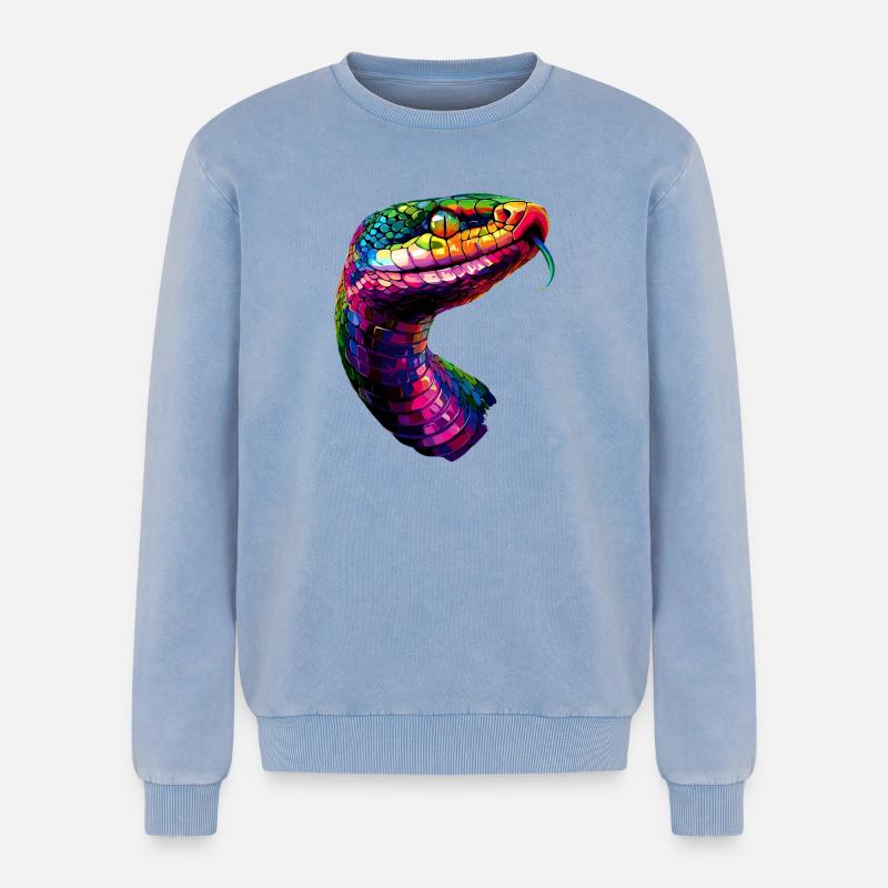 snake, python, cobra, rattlesnake, snakes - Relaxed Unisex Premium Acid Washed Sweatshirt - acid washed blue