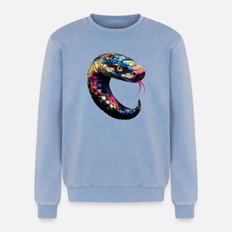 snake, python, cobra, rattlesnake, snakes - Relaxed Unisex Premium Acid Washed Sweatshirt - acid washed blue