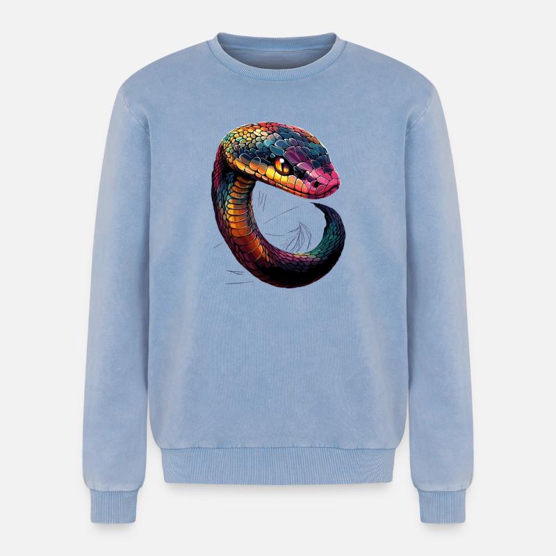 snake, python, cobra, rattlesnake, snakes - Relaxed Unisex Premium Acid Washed Sweatshirt - acid washed blue