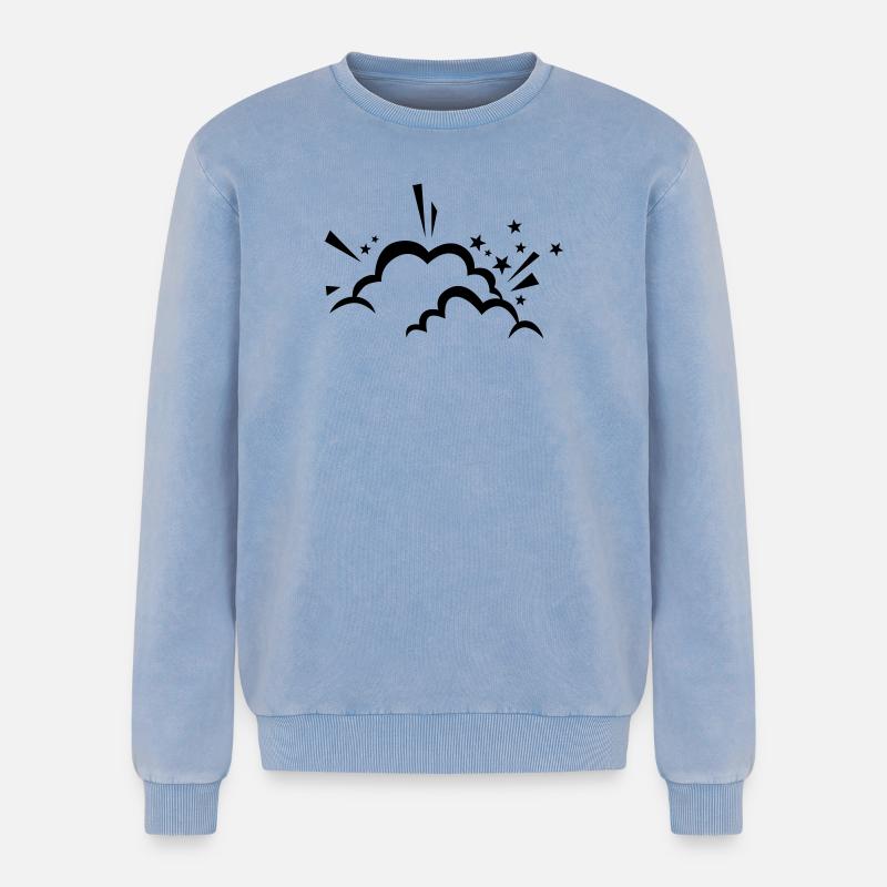 Comic cloud after explosion - Relaxed Unisex Premium Acid Washed Sweatshirt - acid washed blue