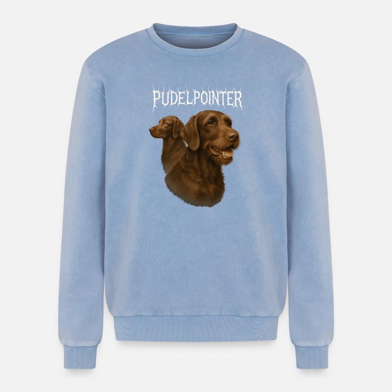 Poodle Pointer - Relaxed Unisex Premium Acid Washed Sweatshirt - acid washed blue