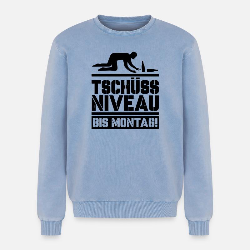 Bye bye level until Monday - Relaxed Unisex Premium Acid Washed Sweatshirt - acid washed blue