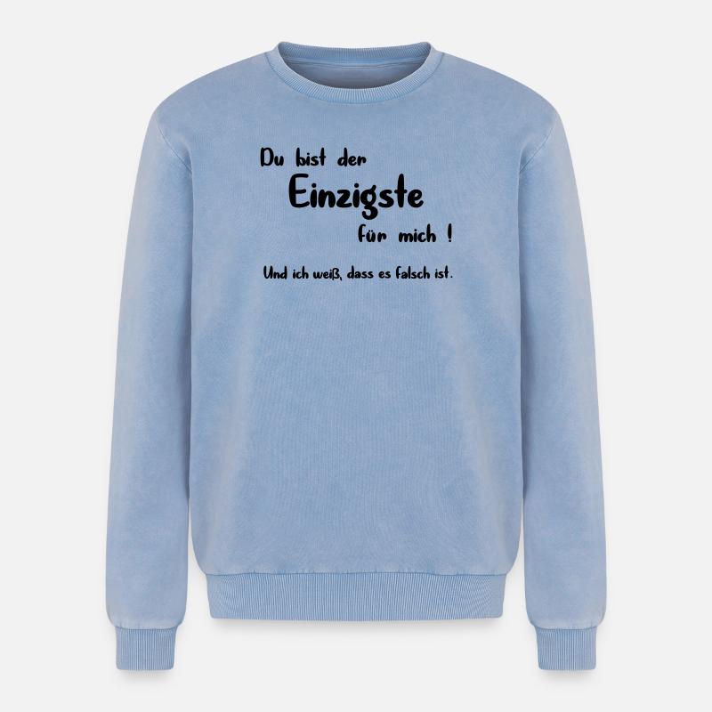 Der Einzigste - Relaxed Unisex Premium Acid-Washed Sweatshirt - Blau Acid Wash