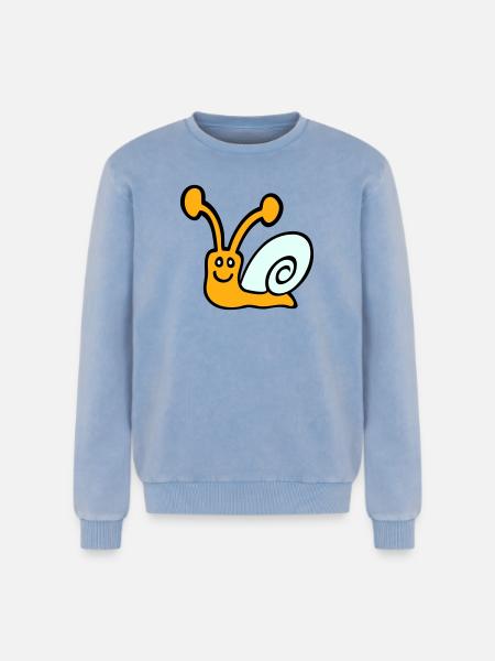 Snail Shell Cute Cute Happy Cool - Relaxed Unisex Premium Acid Washed Sweatshirt - acid washed blue
