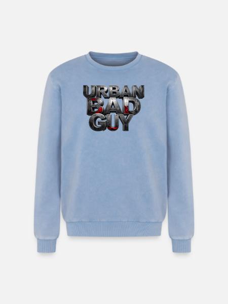 Bad Guy Urban – the player - Relaxed Unisex Premium Acid Washed Sweatshirt - acid washed blue