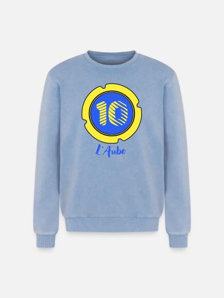 Logo of the Aube department 10 - Relaxed Unisex Premium Acid Washed Sweatshirt - acid washed blue