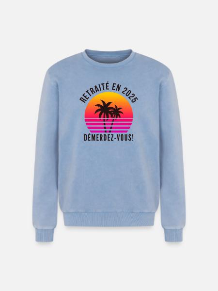 Retired in 2025, Humour retires - Relaxed Unisex Premium Acid Washed Sweatshirt - acid washed blue