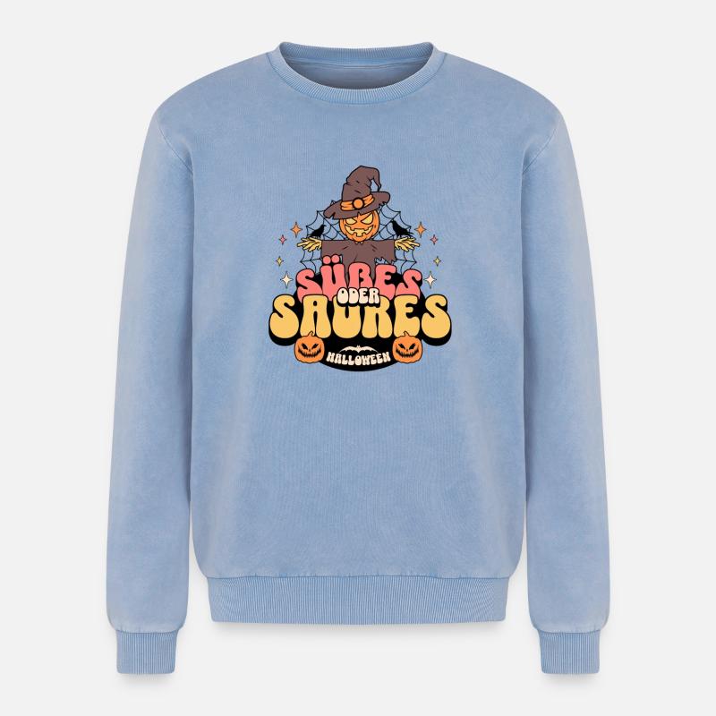 Süßes oder Saures - Relaxed Unisex Premium Acid-Washed Sweatshirt - Blau Acid Wash