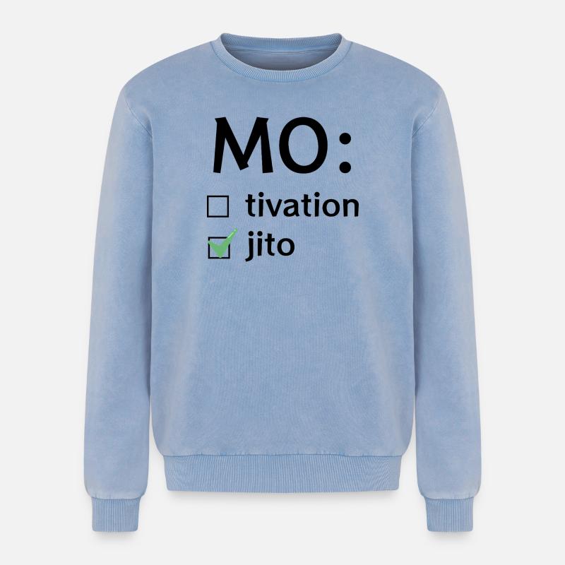 Motivation oder Mojito - Relaxed Unisex Premium Acid-Washed Sweatshirt - Blau Acid Wash