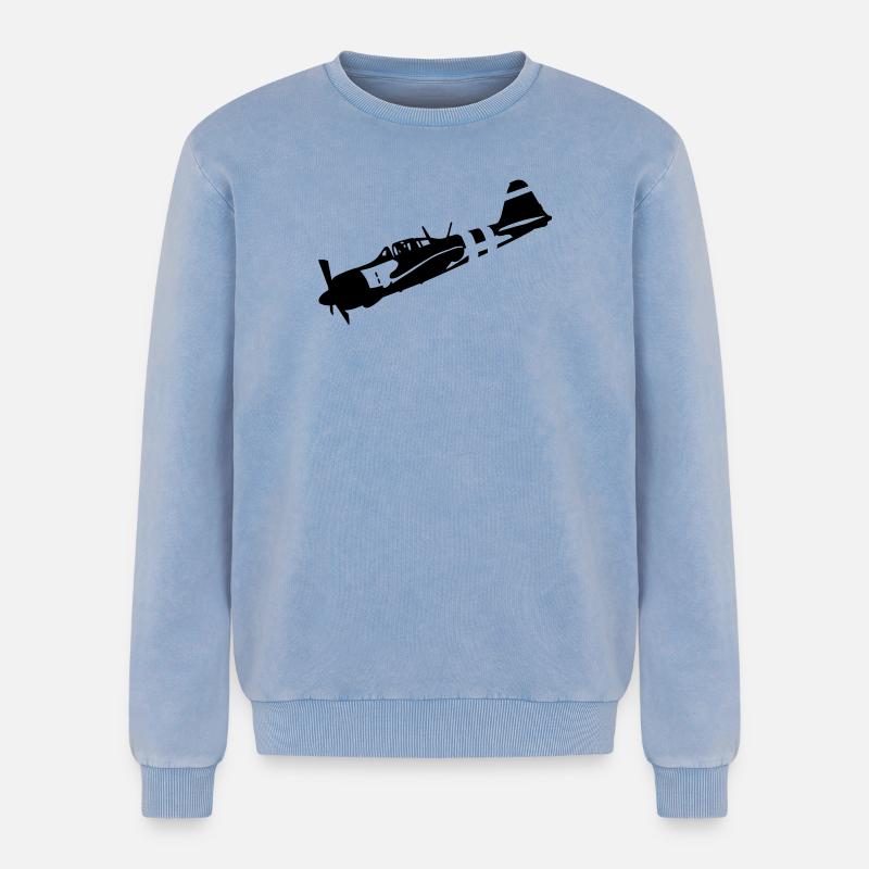 Zero - Relaxed Unisex Premium Acid-Washed Sweatshirt - Blau Acid Wash