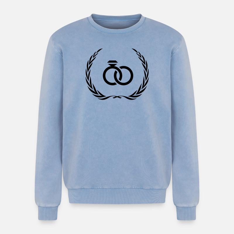 Wedding Ring Ring - Relaxed Unisex Premium Acid Washed Sweatshirt - acid washed blue