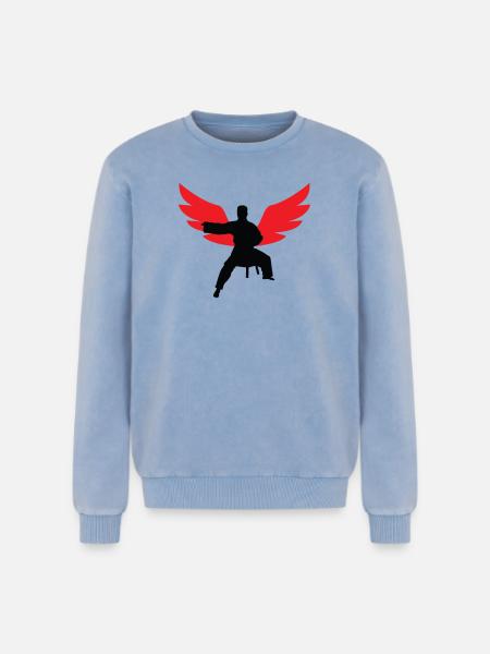 Aikido – Kampfsport – Aikido - Relaxed Unisex Premium Acid-Washed Sweatshirt - Blau Acid Wash