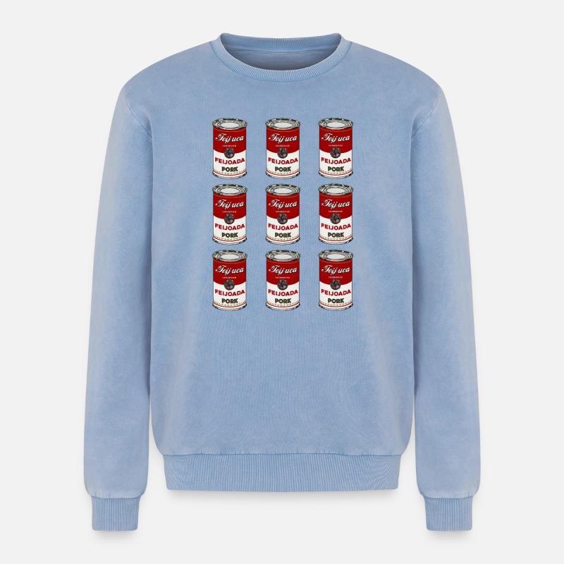 Feijoada Pork Can Pattern - Relaxed Unisex Premium Acid Washed Sweatshirt - acid washed blue