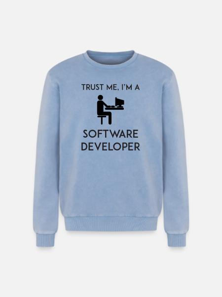 Trust Me I'm a Software Developer - Relaxed Unisex Premium Acid Washed Sweatshirt - acid washed blue