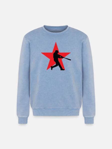 Baseball – Sport - Relaxed Unisex Premium Acid-Washed Sweatshirt - Blau Acid Wash