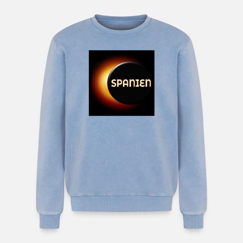 Total Solar Eclipse Spain 2026 - Relaxed Unisex Premium Acid Washed Sweatshirt - acid washed blue