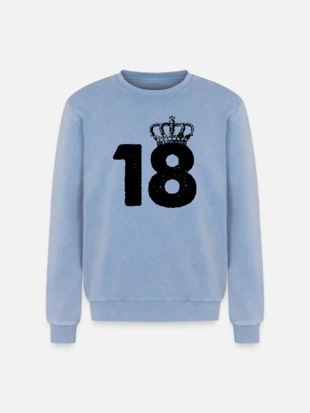 18 Crowns - Relaxed Unisex Premium Acid Washed Sweatshirt - acid washed blue