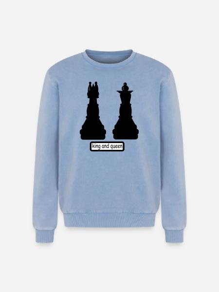 king_and_queen - Relaxed Unisex Premium Acid-Washed Sweatshirt - Blau Acid Wash