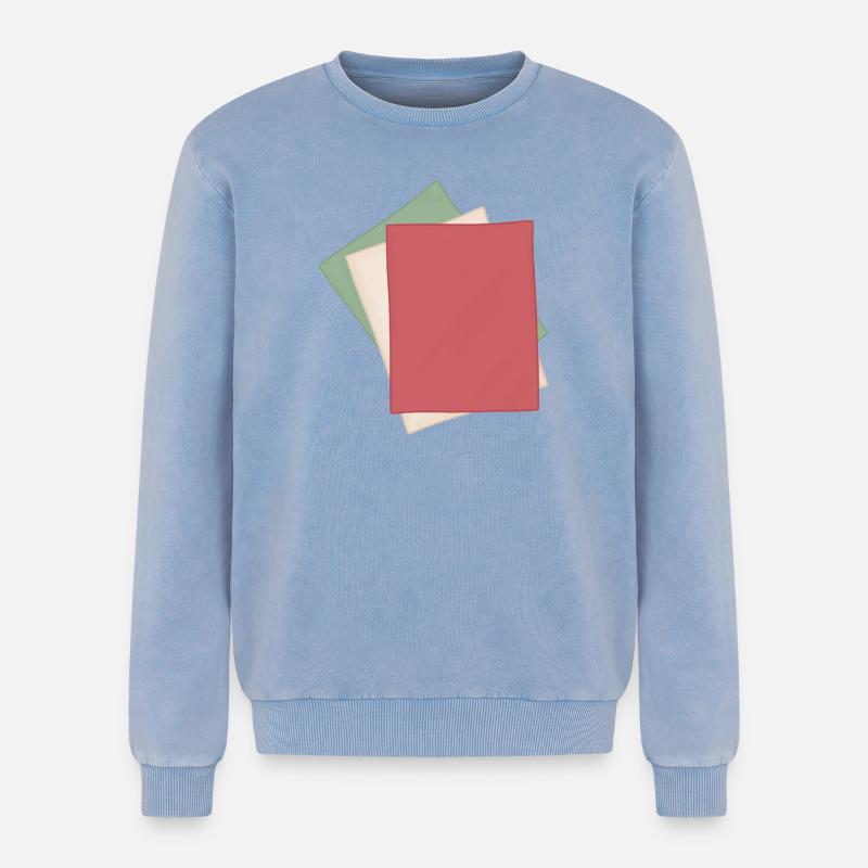 Pastel Paper Stack - Relaxed Unisex Premium Acid Washed Sweatshirt - acid washed blue