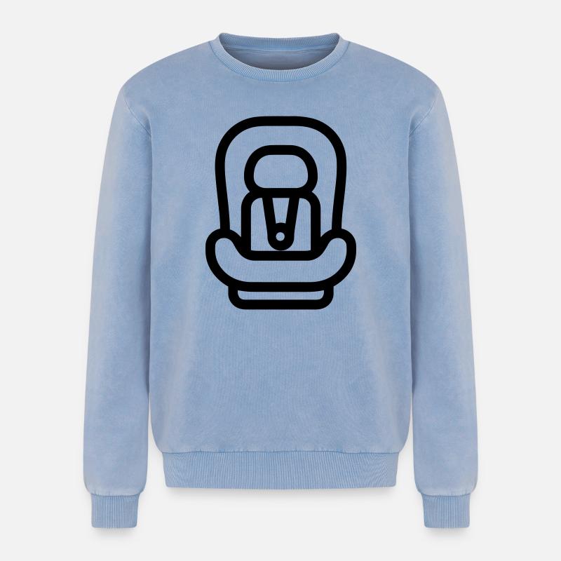 siège auto bébé - Relaxed Unisex Premium Acid Washed Sweatshirt - acid washed blue