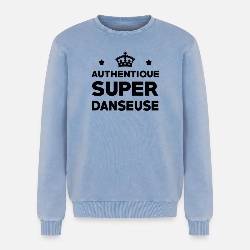 Authentic super dancer - Relaxed Unisex Premium Acid Washed Sweatshirt - acid washed blue