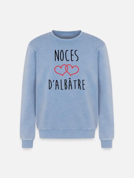 Alabaster-Hochzeit 75 Jahre Ehe - Relaxed Unisex Premium Acid-Washed Sweatshirt - Blau Acid Wash