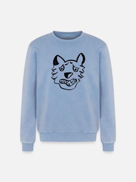 Black Wolf Graffiti Lines - Relaxed Unisex Premium Acid Washed Sweatshirt - acid washed blue