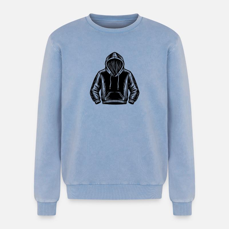 Kapuzenpullover - Relaxed Unisex Premium Acid-Washed Sweatshirt - Blau Acid Wash
