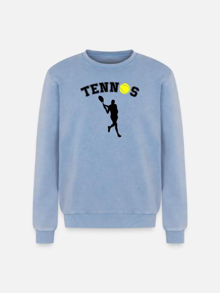 Tennis Ball Night Silhouette - Relaxed Unisex Premium Acid Washed Sweatshirt - acid washed blue