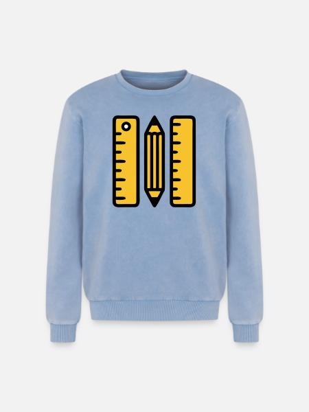 Règles-stylo dessinant l’architecture - Sweatshirt unisexe Premium acid-wash en coton - bleu délavé acide