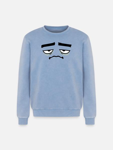 Grumpy sad disappointed face funny - Relaxed Unisex Premium Acid Washed Sweatshirt - acid washed blue