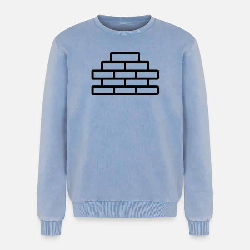brick - Relaxed Unisex Premium Acid Washed Sweatshirt - acid washed blue