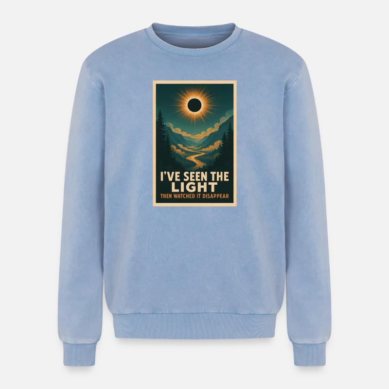 Light Disappears | Eclipse - Relaxed Unisex Premium Acid Washed Sweatshirt - acid washed blue