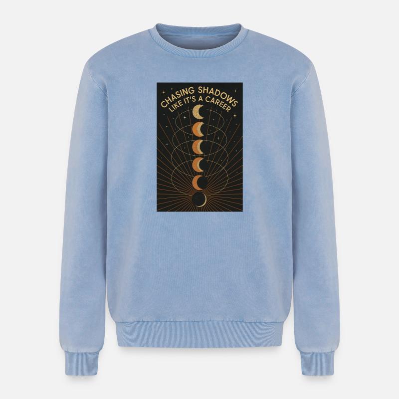 Shadow Hunt | Solar eclipse - Relaxed Unisex Premium Acid Washed Sweatshirt - acid washed blue