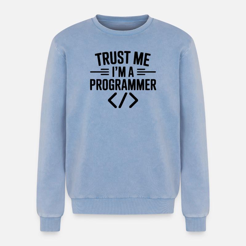 Vertrau mir, ich bin Programmiererin - Relaxed Unisex Premium Acid-Washed Sweatshirt - Blau Acid Wash