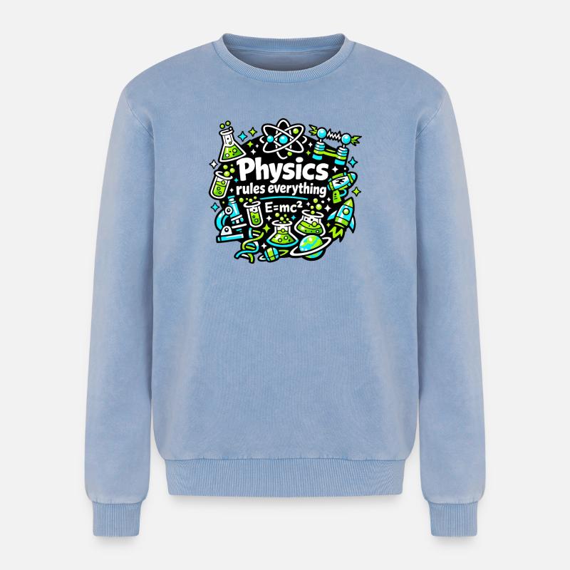 Physics regulates everything - Relaxed Unisex Premium Acid Washed Sweatshirt - acid washed blue
