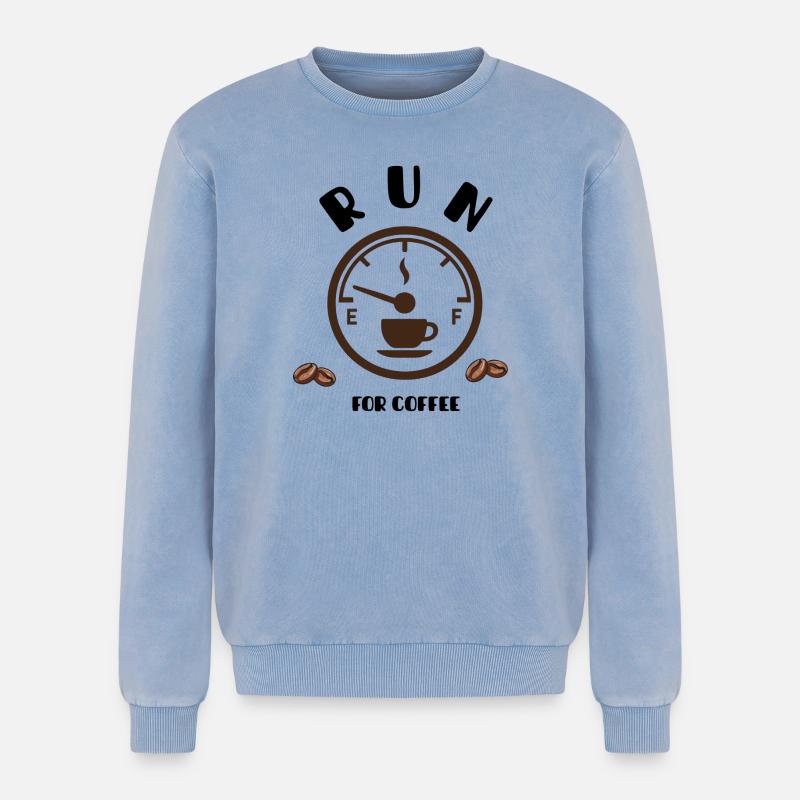 Coffee Pointer Dial Design - Relaxed Unisex Premium Acid Washed Sweatshirt - acid washed blue