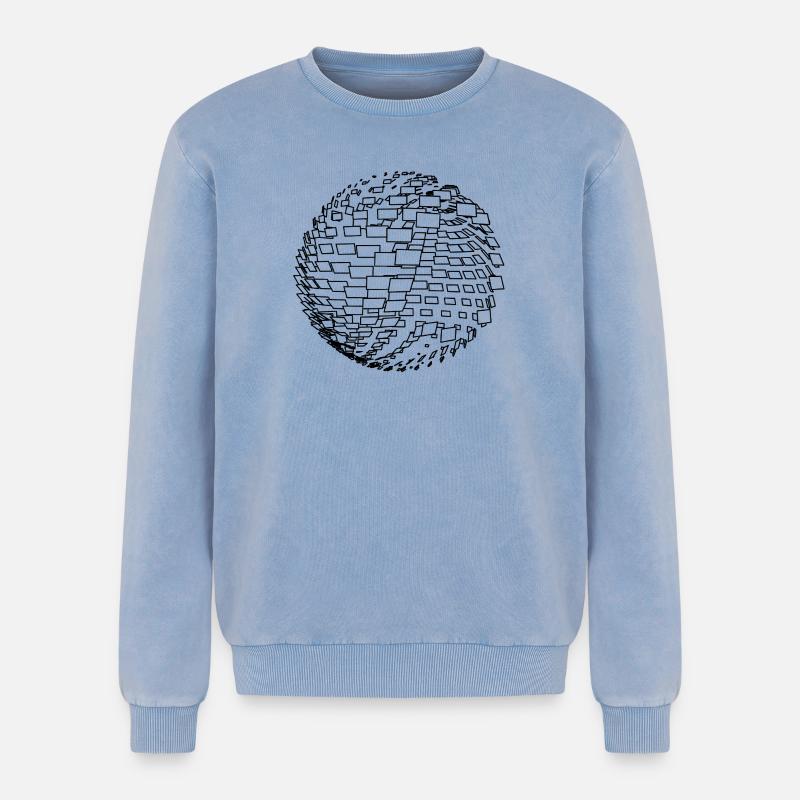 Parametric Sphere - Relaxed Unisex Premium Acid Washed Sweatshirt - acid washed blue