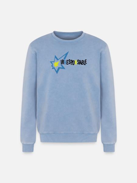 Irresponsable - Sweatshirt unisexe Premium acid-wash en coton - bleu délavé acide