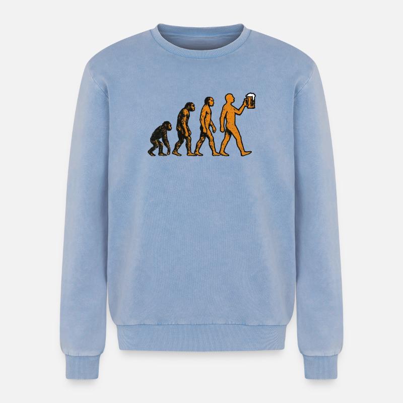 Evolution Bier - Relaxed Unisex Premium Acid-Washed Sweatshirt - Blau Acid Wash