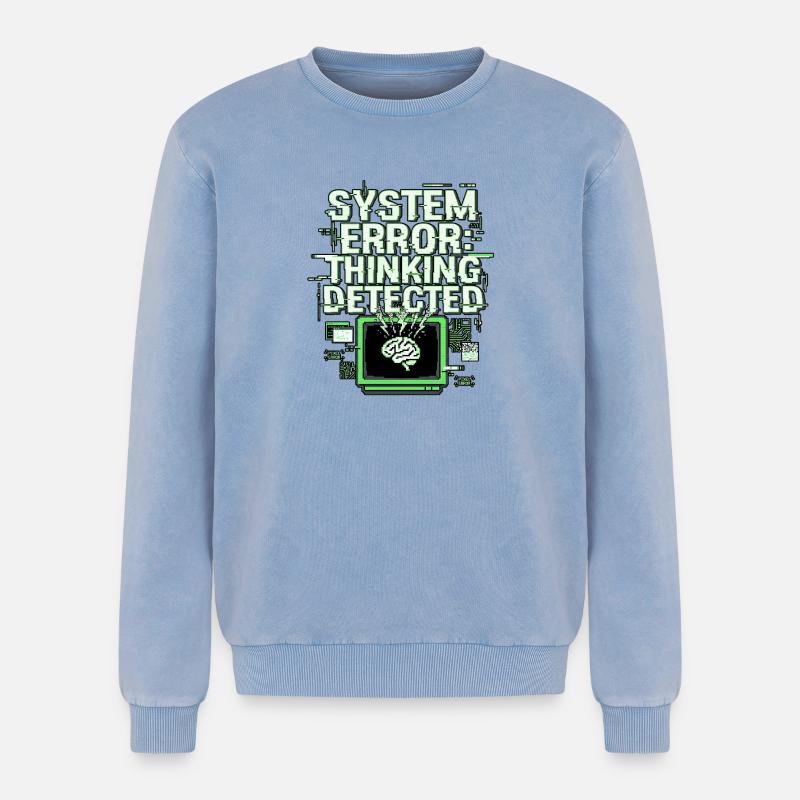 System Error - Relaxed Unisex Premium Acid Washed Sweatshirt - acid washed blue