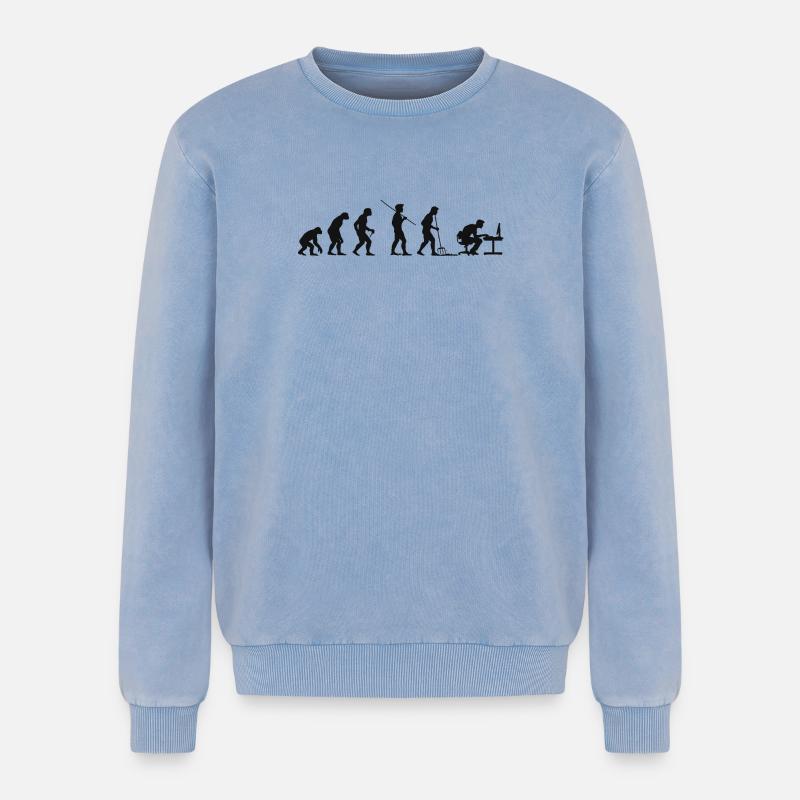 Programmierer Computerfreak Evolution - Relaxed Unisex Premium Acid-Washed Sweatshirt - Blau Acid Wash