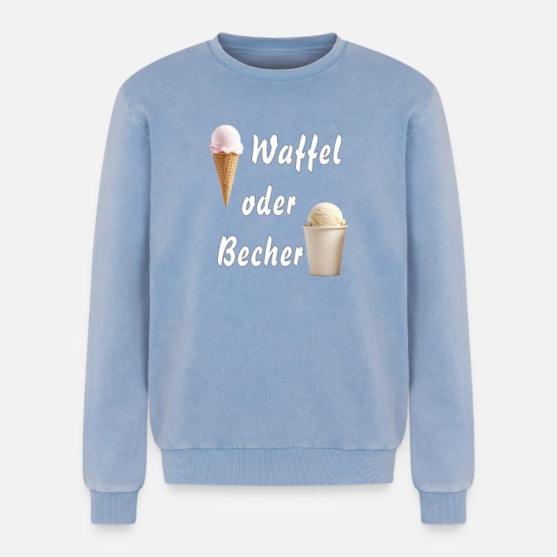 EIS WAFFEL ODER BECHER - Relaxed Unisex Premium Acid-Washed Sweatshirt - Blau Acid Wash