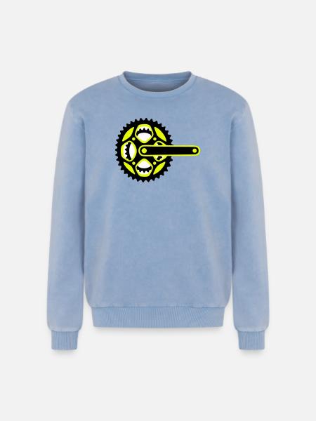 Bicycle Chainring Icon - Relaxed Unisex Premium Acid Washed Sweatshirt - acid washed blue