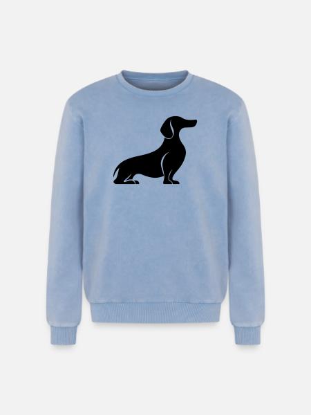 Dackel - Relaxed Unisex Premium Acid-Washed Sweatshirt - Blau Acid Wash