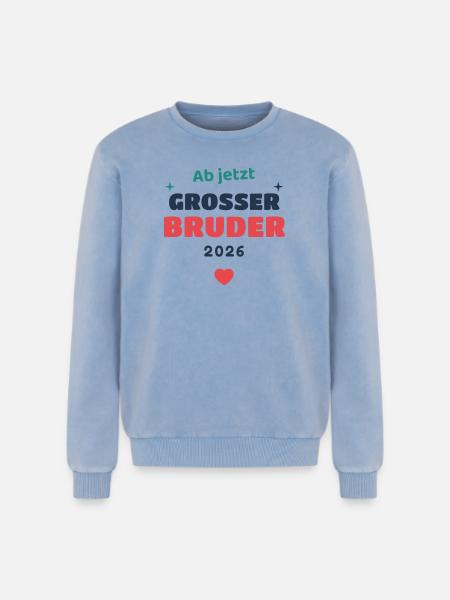Einschulung 2026 Bruder - Schulkind Geschenk Schul - Relaxed Unisex Premium Acid-Washed Sweatshirt - Blau Acid Wash