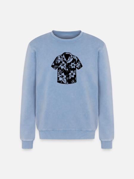 Hawaiihemd - Relaxed Unisex Premium Acid-Washed Sweatshirt - Blau Acid Wash